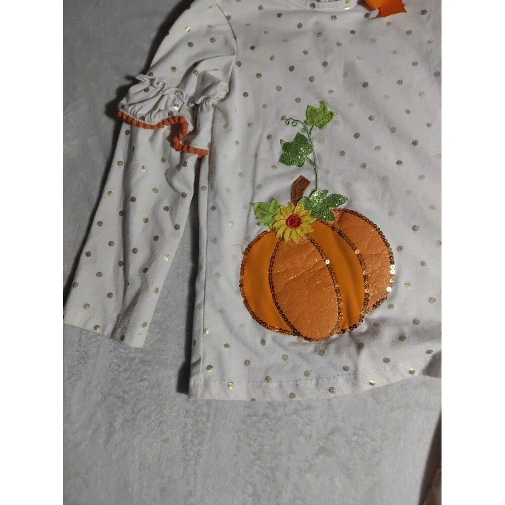Rare Editions Girls Pumpkin Thanksgiving Outfit Size 5